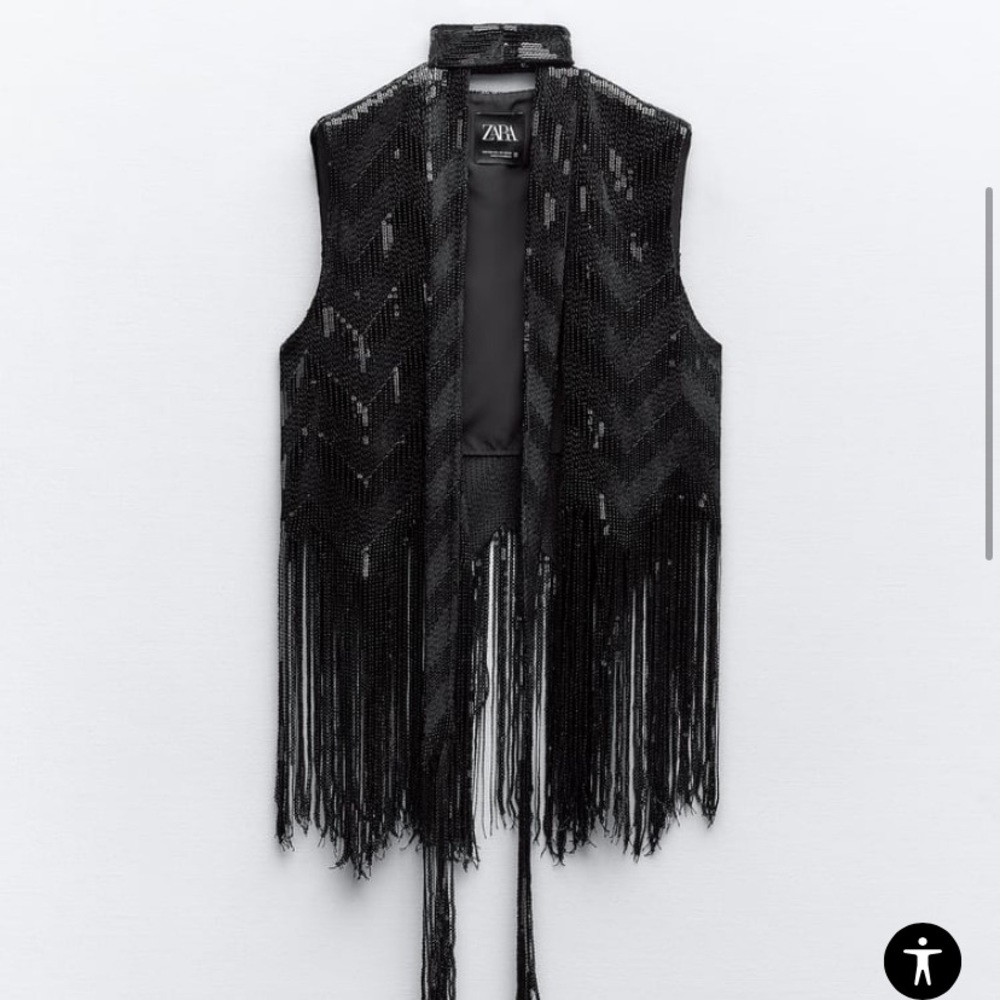 Zara fringe & sequin vest with scarf. Xs-S